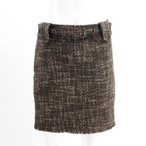 MaxMara S Alpaca/Wool/Mohair Blend Tweed Belted Chain Skirt Size 4